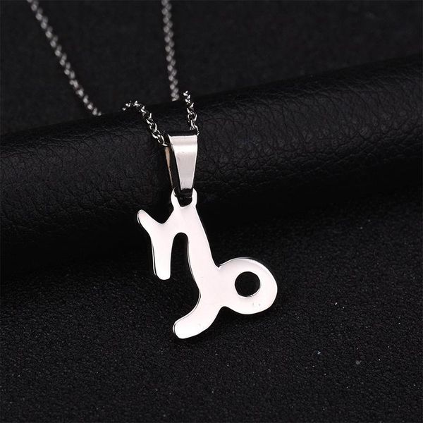 

pendant necklaces 12 constellations stainless steel 3 colors zodiac sign capricorn necklace name for love's gift bijoux, Silver