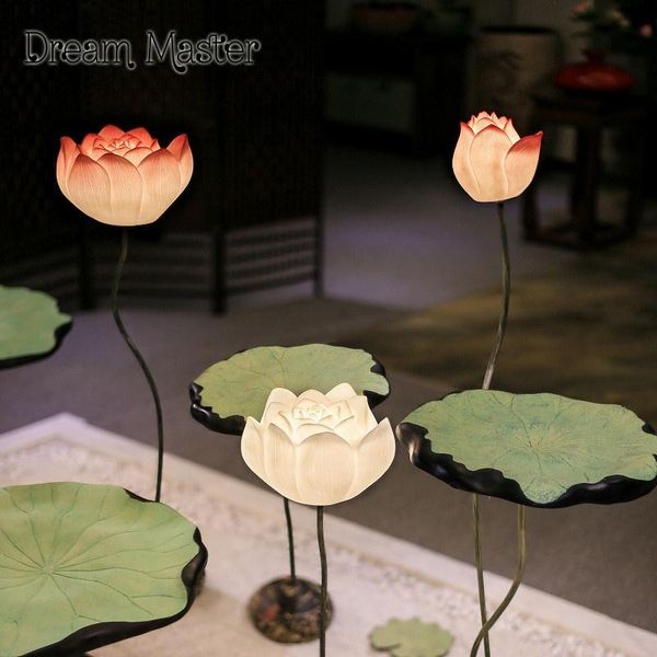 

floor lamps creative chinese classical lotus lamp room teahouse bedroom corridor wind leaf vertical desk