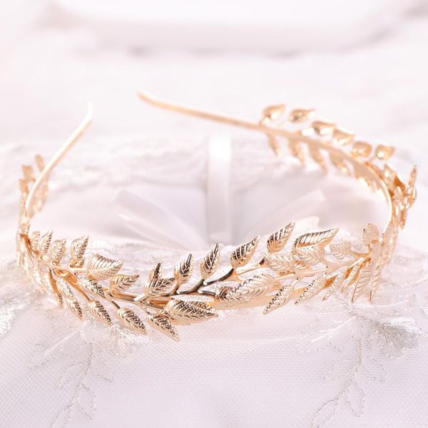 

hair clips & barrettes simple golden leaf shape bride band headpiece bridal headband head piece tiara jewelry women girl wedding accessories, Golden;silver