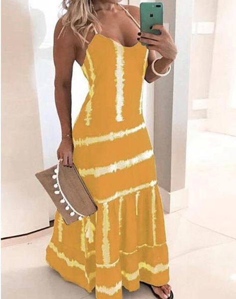 

women's back summer striped open 2021 printed drawstring dress, White;black