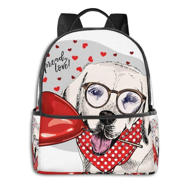 

backpack school bags for teenage hand drawn labrador retriever with heart shape baloon travel style back pack