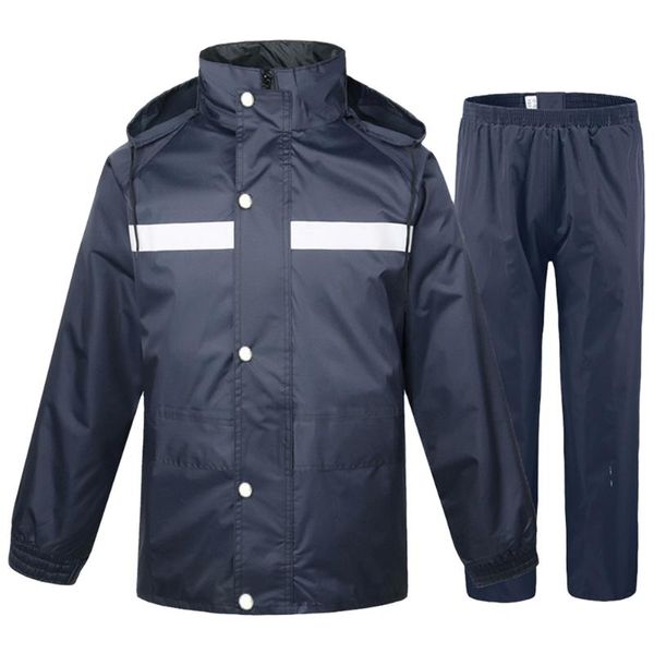 

pcs raincoat set bike thick warning pants worker protective outdoor motorcycle waterproof split suit reflective riding women's two pie, White
