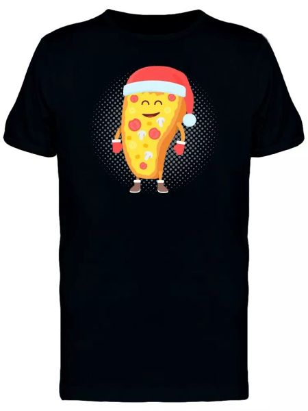 

cool christmas pizza cartoon men's tee -image by shutterstock, White;black