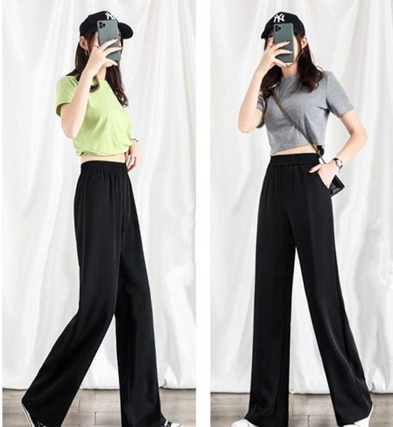 

women's pants & capris stacked elegantloose casual oversize for women wide trousers suits autumn vintage office wear straight pant, Black;white