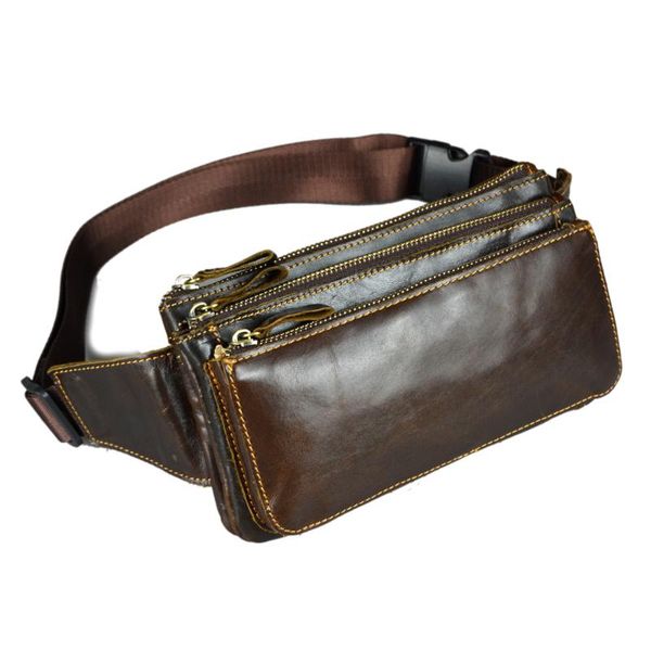 

waist bags vintage genuine leather men belt bag male chest crossbody for travel pack sling shoulder messenger