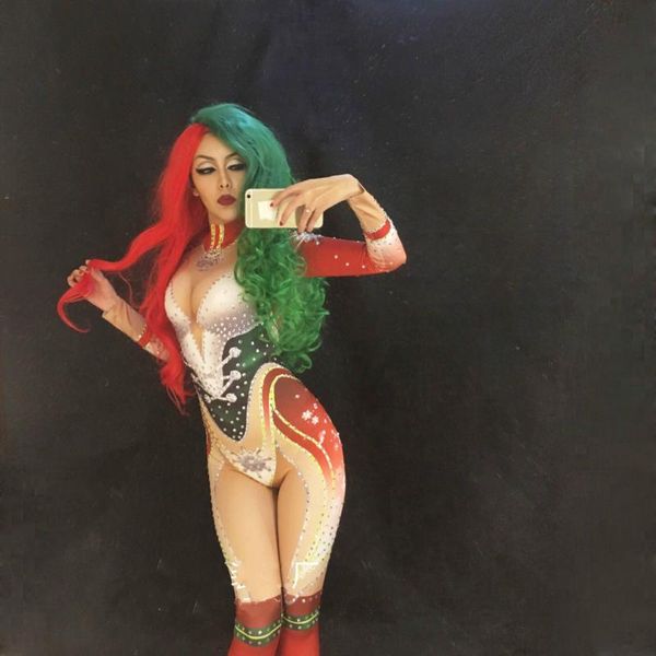 

women's jumpsuits & rompers nightclub shining crystals nude color jumpsuit women singer dancer costume one-piece bodysuit clothing part, Black;white