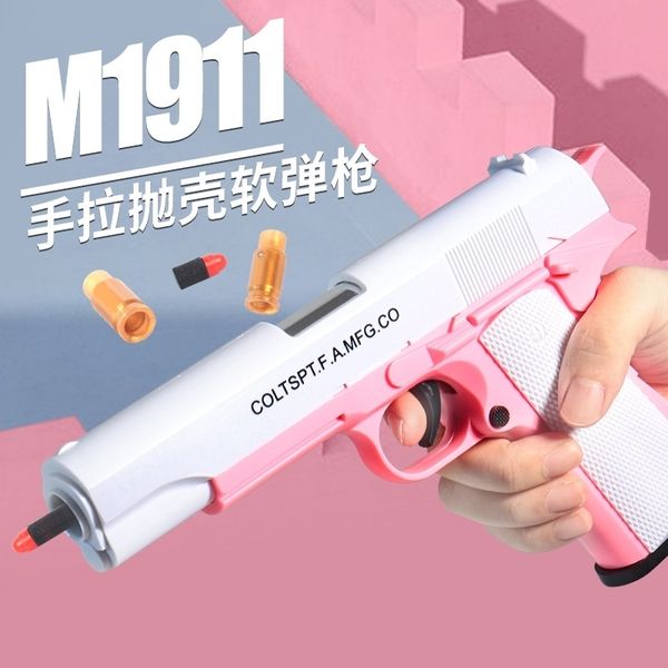 

shell throwing glock toy m1911 pistol boy eat chicken soft bullet gun girl powder simulation in hand can launch