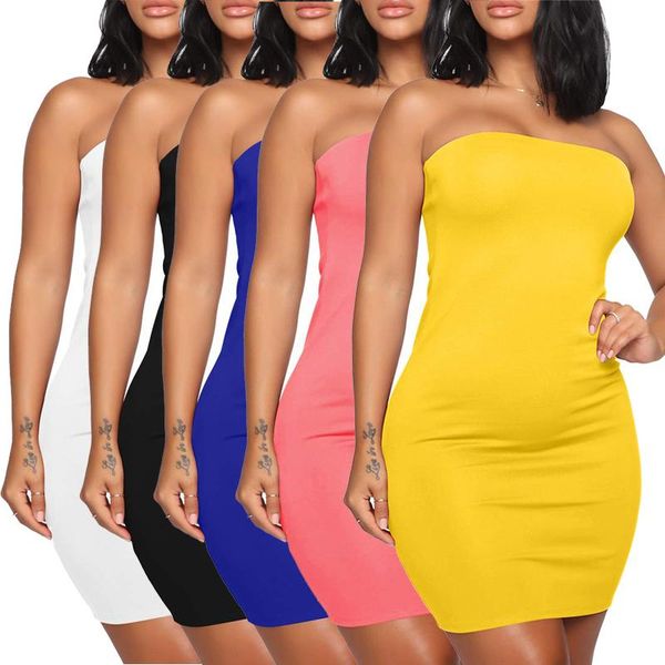 

casual dresses women's basic bodycon tube strapless club party mini dress sleeveless, Black;gray