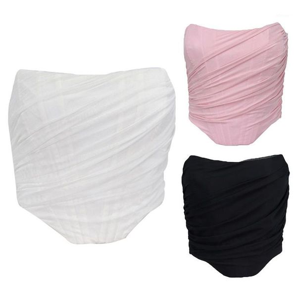 

bustiers & corsets p8db women strapless mesh bustier corset crop zip up backless boned clubwear, Black;white