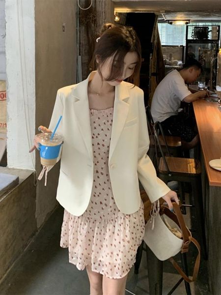 

women's suits & blazers white suit jacket women 's loose short small elegant spring and summer thin fried street blazer set, White;black