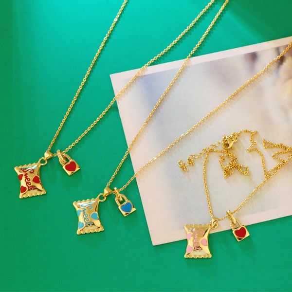 

chains women fashion jewelry candy pendant necklace 4 colors heart design pave setting zircon collares gold-chain 2021, Silver