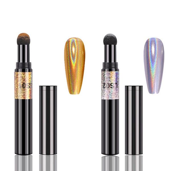 

nail glitter air cushion magic pen solid aurora powder mirror effect diy art decor, Silver;gold