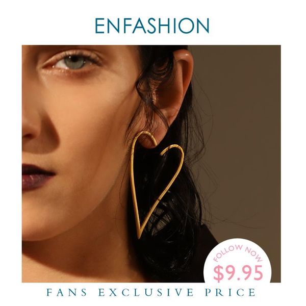 

dangle & chandelier enfashion jewelry geometric big heart earrings gold color stainless steel long drop for women earings eb171037, Silver