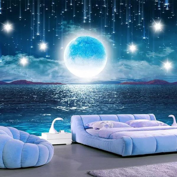 

wallpapers starry sky 3d background wallpaper suspended ceiling galaxy moon mural living room bedroom art beautiful custom size pvc