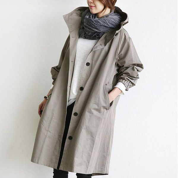 

women's trench coats 2021 autumn and winter plus size wear korean version slim windbreaker fat mm medium length 200kg loose coat fashio, Tan;black