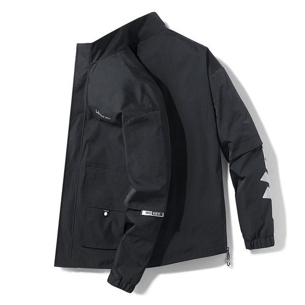 

men's jackets jacket 2021 autumn trendy brand slim handsome korean style gradient color stand-up collar streetwear men clothing, Black;brown