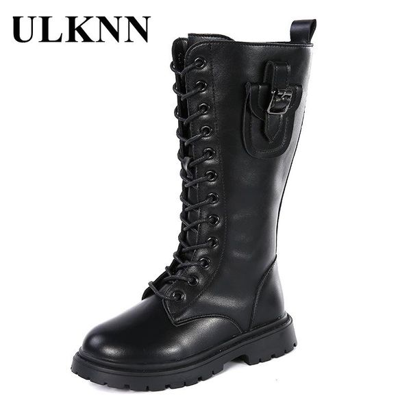 

boots girls high children warm leather spring and autumn kids single princess fashion riding boot, Black;grey