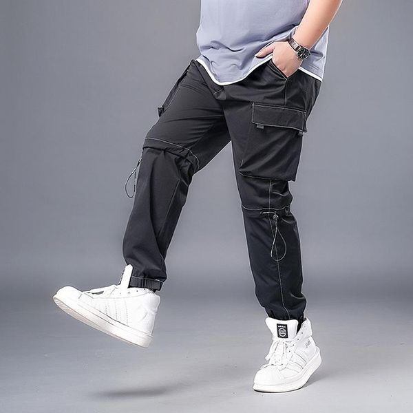 

men's pants plus size 7xl-2xl 2021 men sweatpants overalls casual in pure loose fit style mens street wear male harem korean trousers, Black