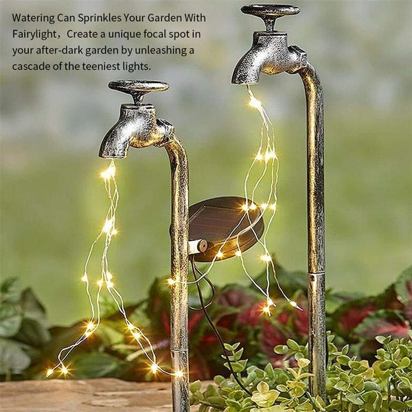 Corde Lampada da irrigazione da giardino di alta qualità L'energia solare può String Light LED Decorazione Prato Cortile Arte Decorazioni per esterni Casa