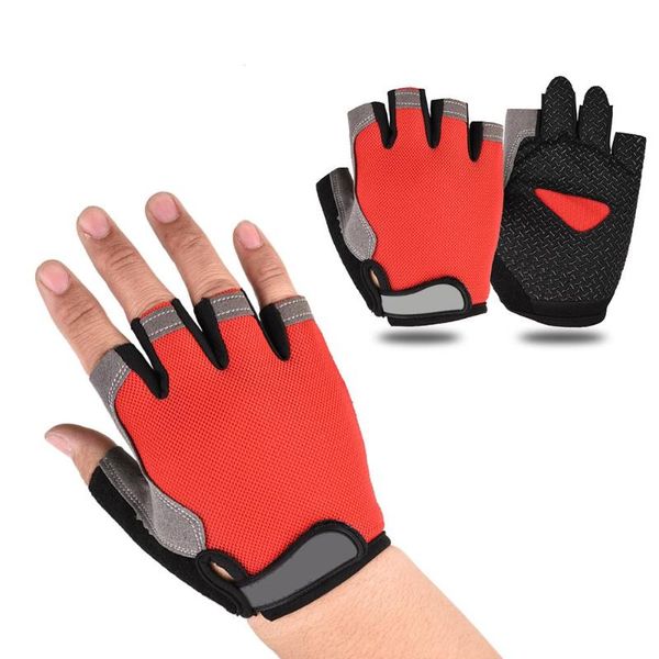 

1pair half finger cycling gloves slip sweat gel bicycle riding mtb road mountain bike sports, Black