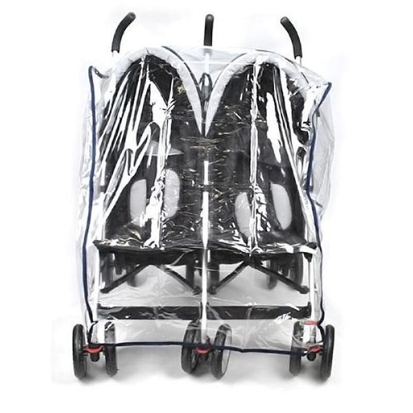 

stroller parts & accessories universal side-by-side twin rain cover adjustable ventilated transparent windproof and dustproof for baby cart