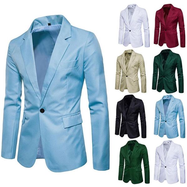 

men's suits & blazers mens formal suit plain lapel one-button wedding blazer slim fit office business work party dress jacket coat, White;black