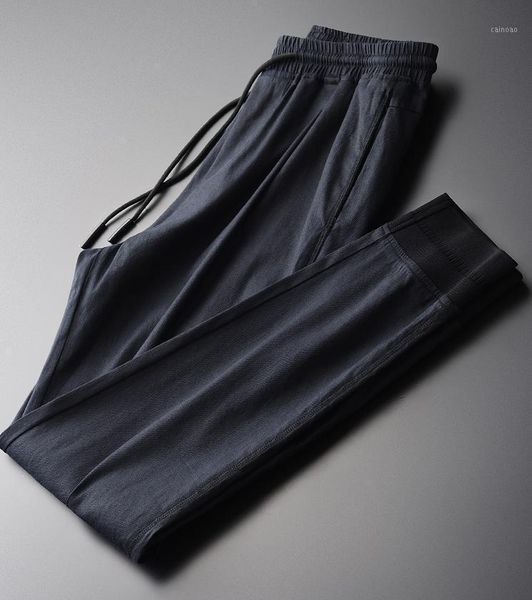 

men's pants 100% linen man plus size 4xl luxury summer breathable thin casual men hight quality slim fit mens trousers, Black