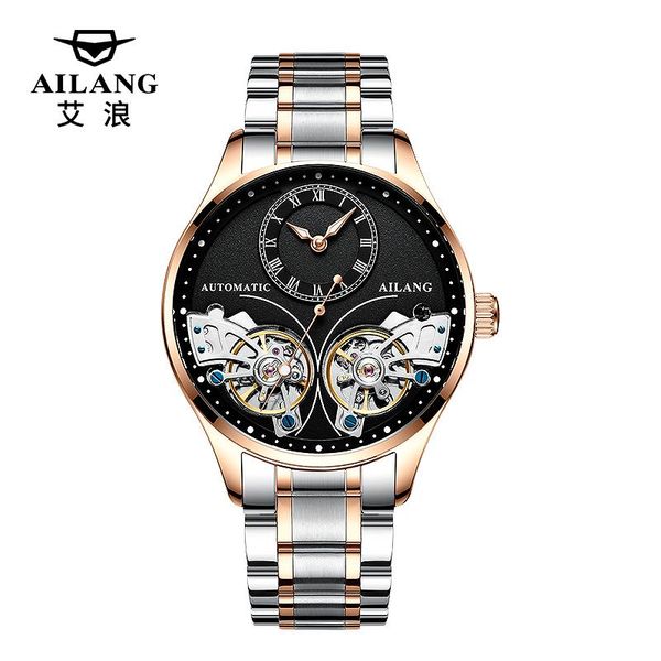 

wristwatches ailang 2021 mechanical watch automatic men's net red steel belt waterproof sports fashion trend, Slivery;brown