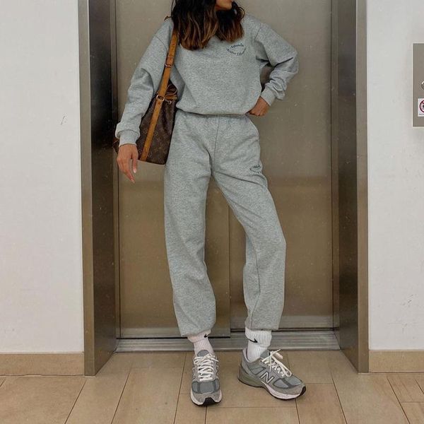 

women's two piece pants women basic design cotton hoodie set 2021 fall fashion long sleeve korean style sweatshirts sets hoodies matchi, White