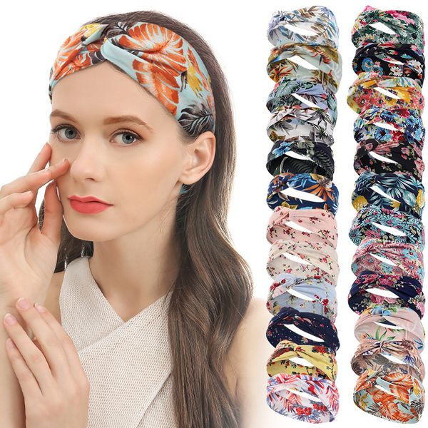 

hair accessories bohemian sports yoga headbands elastic broad border floral cross women headband bandanas 26 styles