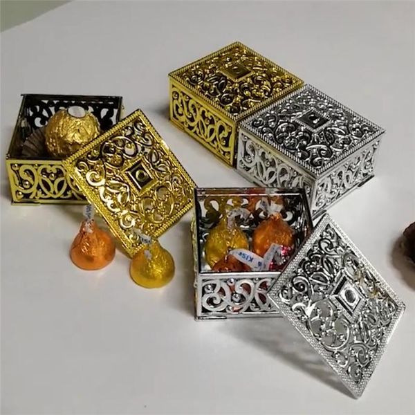 

gift wrap 1pcs mini plastic hollow gold foil cake candy box party event supply wedding favor marriage baby shower treat
