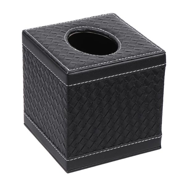 

tissue boxes & napkins household braided square leather box paper holder organizer for home el restaurant (black)