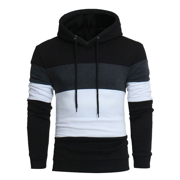 

hoodies casual warm long sleeve men's sweatshirt pullover hooded male outwear streetwear, Black;gray