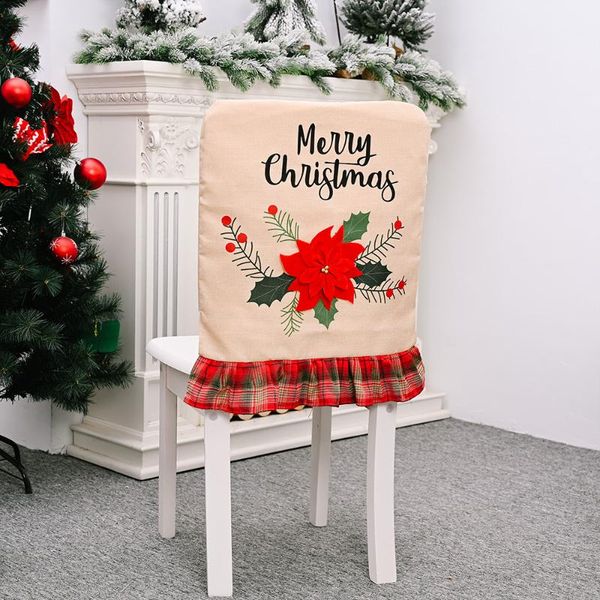 

christmas chair back cover big red flower burlap party home decoration ornament covers