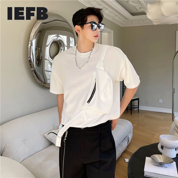 IEFB coreano tendência meia manga design solto branco t-shirt com pacote verão o-pescoço causal tee tops streetwear 9y7281 210524