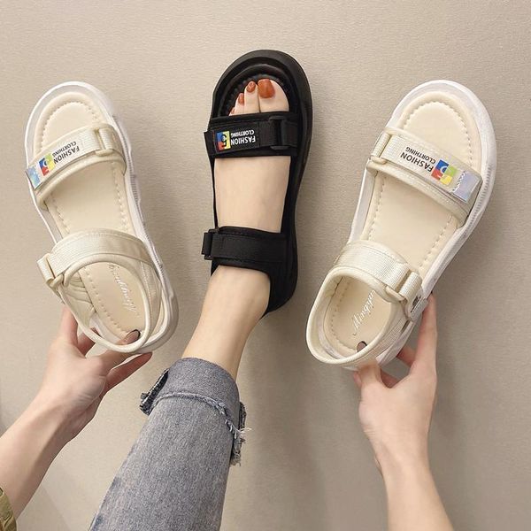 

female shoes slippers casual lady slides sneaker women home med 2021 luxury girl rubber soft flat rome basic hook & loop pu, Black