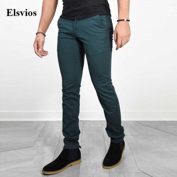 

men's pants daily fashion mid waist skinny casual trouser solid color business slim long for men 2021 spring autumn pencil, Black
