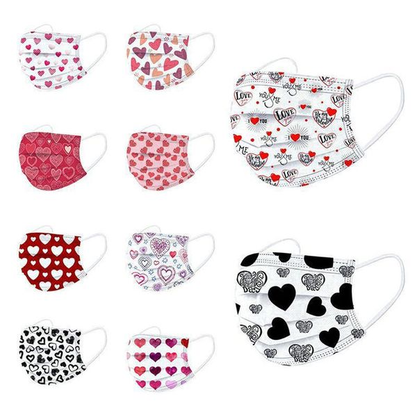 

party masks 2021 valentines day disposable mask women men designer face anti-dust cotton mouth cover favor fy0131