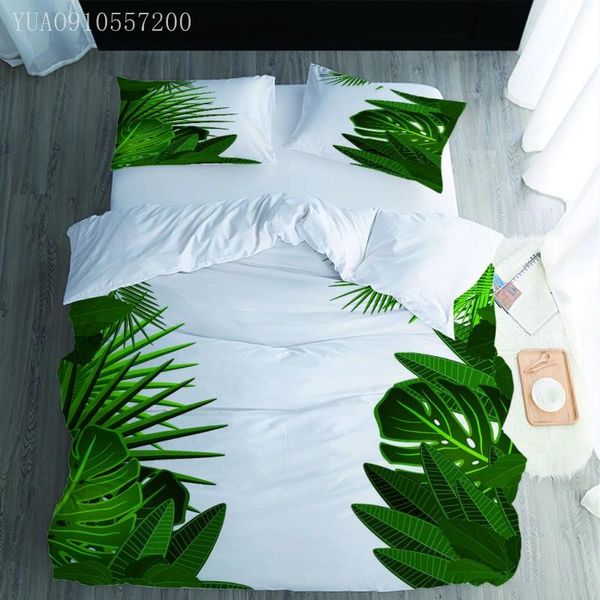 

bedding sets 3d digital printing palm leaves set duvet cover pillowcases for home bedroom luxury bed 2/3pcs comforter