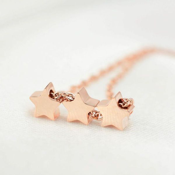 

pendant necklaces fashion brand woman jewelry rose gold 3 stars necklace 316 l stainless steel collares high polish, Silver