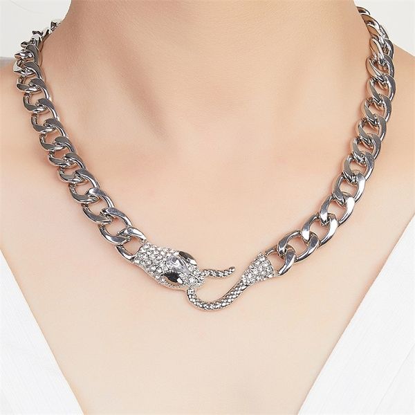 

newly exaggerated necklace fashion alloy diamond serpentine necklaces, Silver
