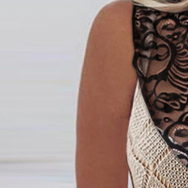 

40 lace knitting wool womens camis deep v neck casual spliced hollow out, White