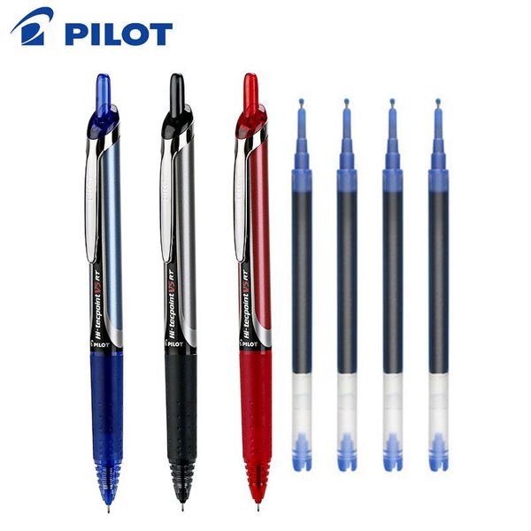 

bxrt-v5 press gel pen 5pcs/lot 0.5mm student exam with black/blue/red needle type + bxs-v5rt refills set pens