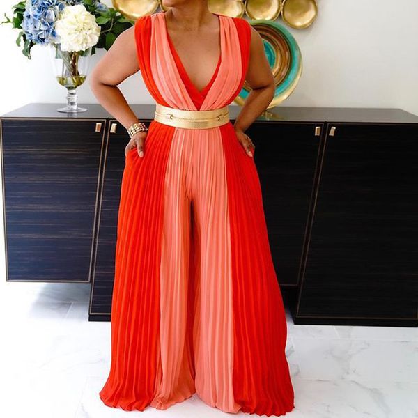 

summer elegant solid jumpsuit women fashion soft wide leg rompers ladies v-neck sleeveless party playsuit 210521, Black;white