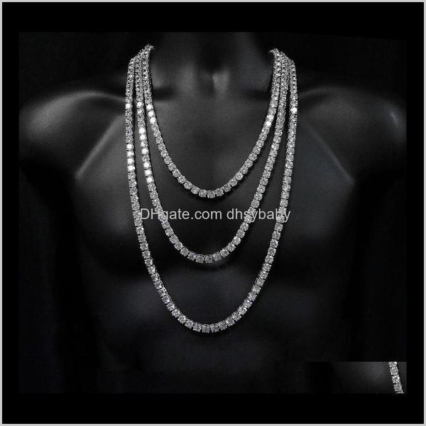 

tennis, graduated necklaces & pendants drop delivery 2021 hip hop for men jewelry gold sier iced out chain tennis necklace h1ttp, Black