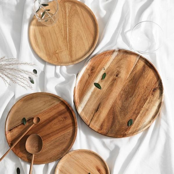 

kitchen storage & organization round shape wood serving tray snacks food dish for el home fruit tea set gem essential oil display