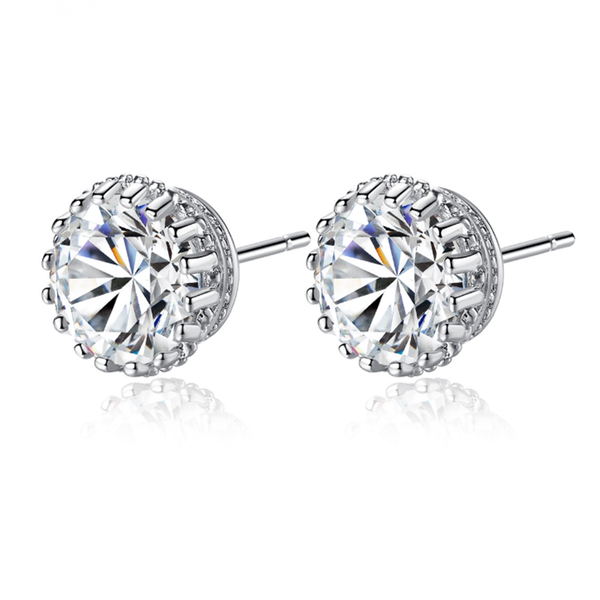 

sliver color round oval cubic zircon stud earrings geometric for women jewelry brincos, Golden;silver