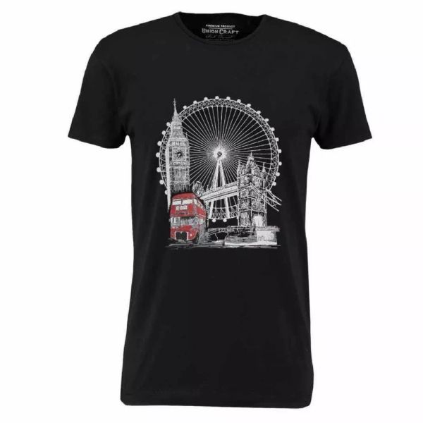 

London Eye Graphic Design Souvenir Unisex Stretch Top T-Shirt, White;black
