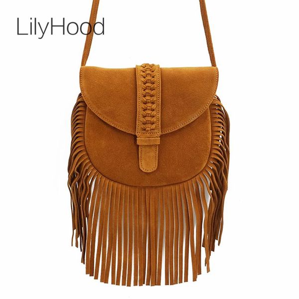 

evening bags lilyhood women genuine leather fringed crossbody bag boho hippie gypsy folk ibiza music bohemian fringe feminine shoulder