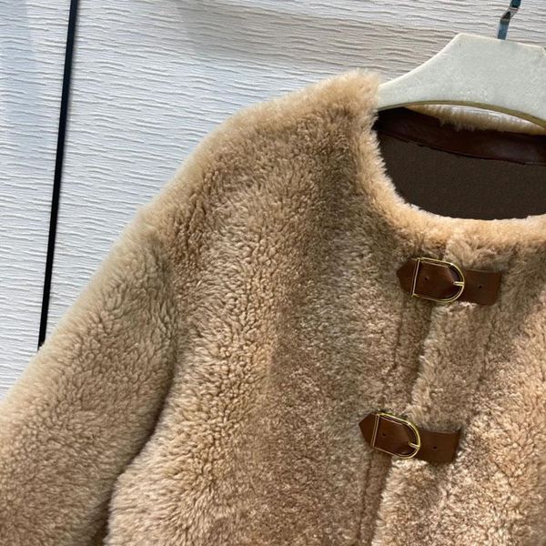 

women's jackets 100% sheepskin fur coat for women fashion single breasted long sleeve big pockets o-neck solid lady winter 2021, Black;brown
